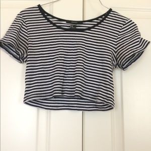 Black and white striped crop top. Size S